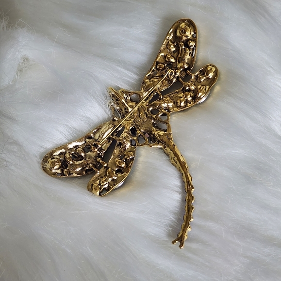 Dragonfly Brooch,Aqua and SeaBlue,Large - Picture 3 of 5